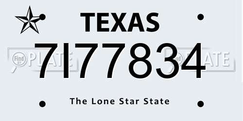7I77834 Texas License Plate