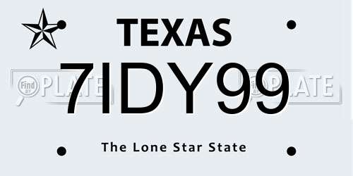 7IDY99 Texas License Plate