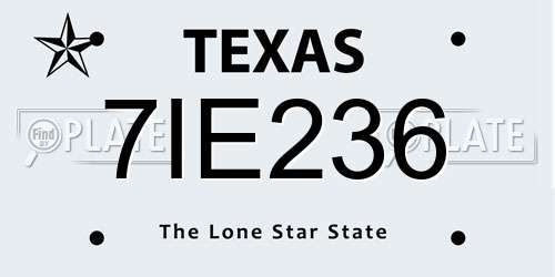 7IE236 Texas License Plate