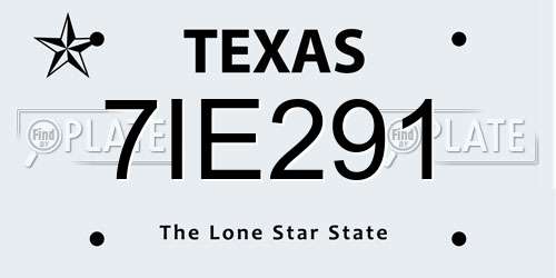 7IE291 Texas License Plate