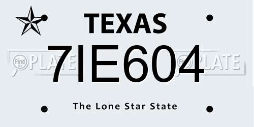 7IE604 Texas License Plate
