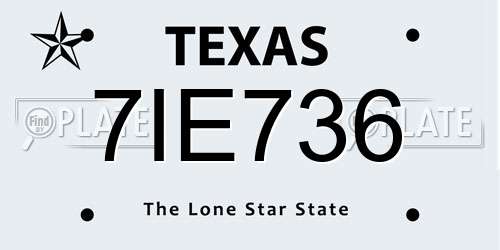 7IE736 Texas License Plate