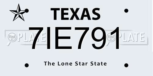 7IE791 Texas License Plate