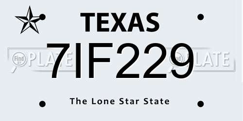 7IF229 Texas License Plate