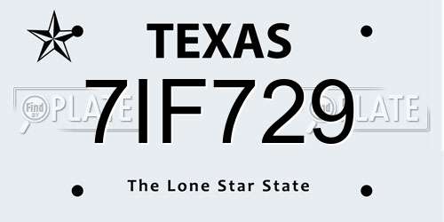 7IF729 Texas License Plate