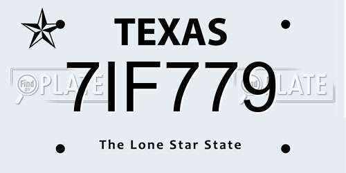 7IF779 Texas License Plate