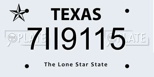 7II9115 Texas License Plate