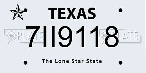 7II9118 Texas License Plate