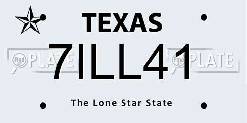 7ILL41 Texas License Plate