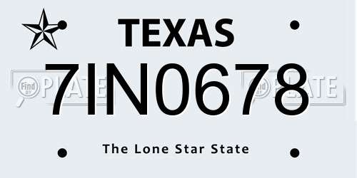 7IN0678 Texas License Plate