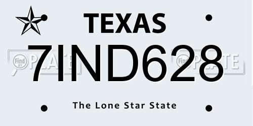 7IND628 Texas License Plate