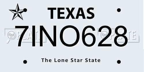 7INO628 Texas License Plate