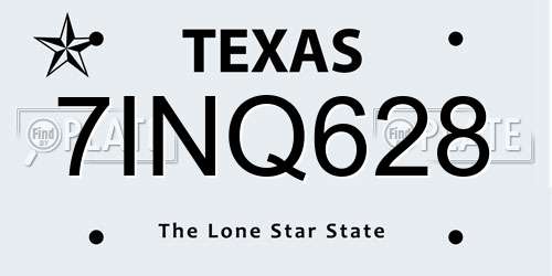 7INQ628 Texas License Plate