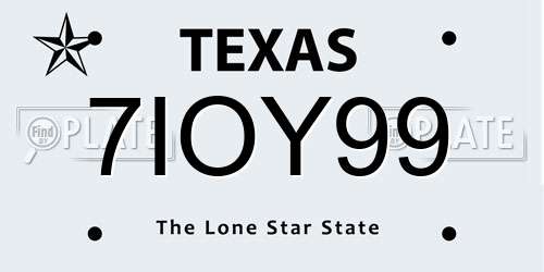 7IOY99 Texas License Plate