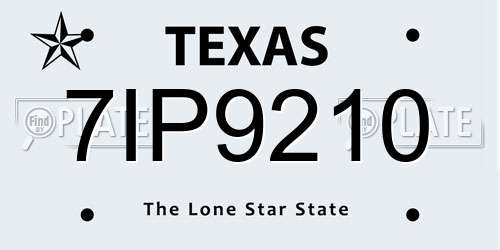 7IP9210 Texas License Plate