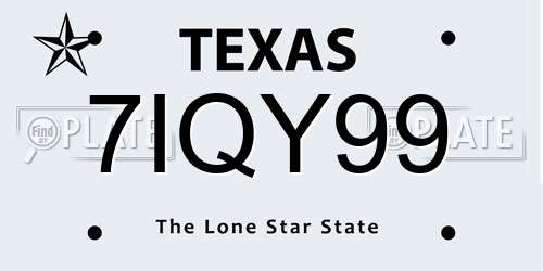 7IQY99 Texas License Plate