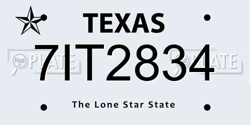 7IT2834 Texas License Plate