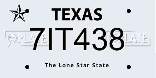 7IT438 Texas License Plate