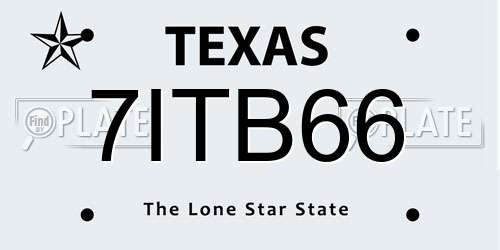 7ITB66 Texas License Plate