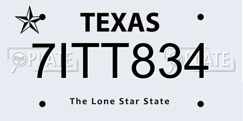 7ITT834 Texas License Plate