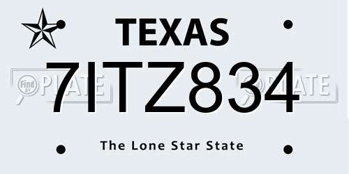 7ITZ834 Texas License Plate