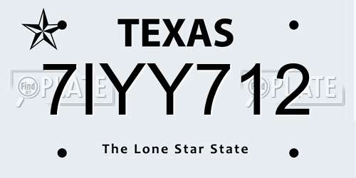 7IYY712 Texas License Plate