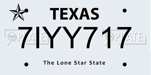 7IYY717 Texas License Plate
