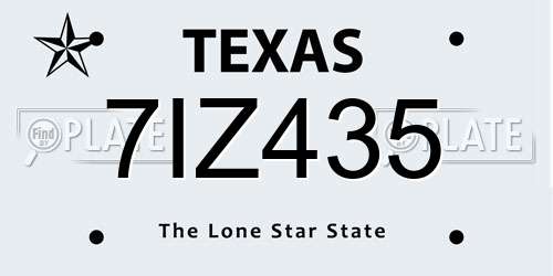 7IZ435 Texas License Plate