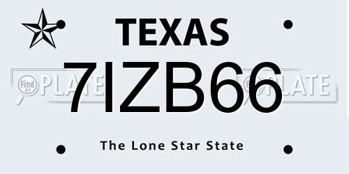 7IZB66 Texas License Plate