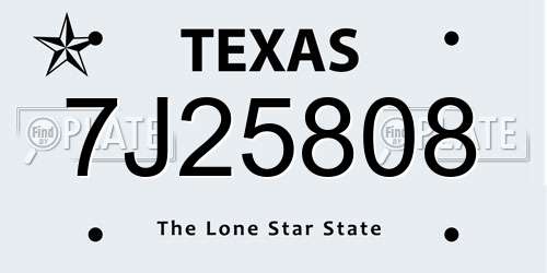 7J25808 Texas License Plate