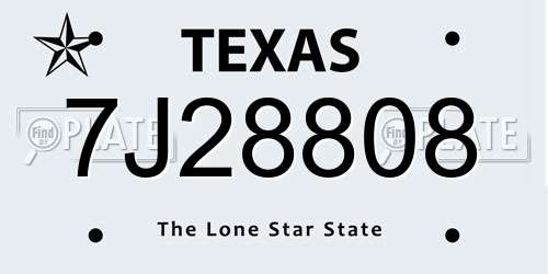 7J28808 Texas License Plate