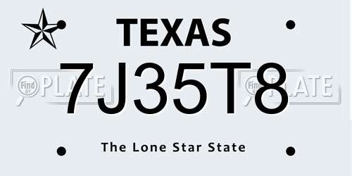 7J35T8 Texas License Plate