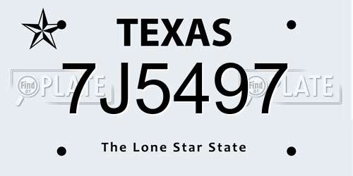 7J5497 Texas License Plate