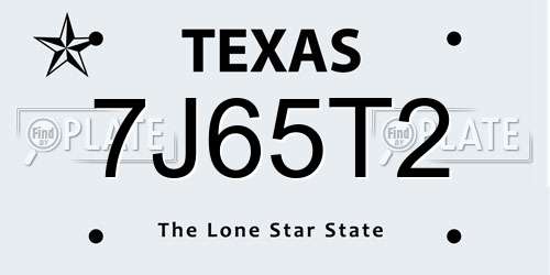 7J65T2 Texas License Plate