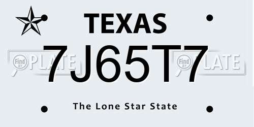 7J65T7 Texas License Plate
