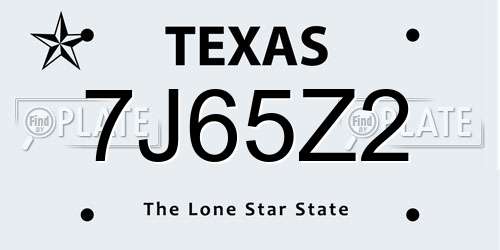 7J65Z2 Texas License Plate