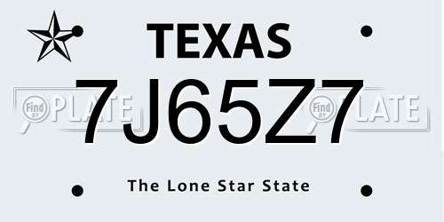 7J65Z7 Texas License Plate