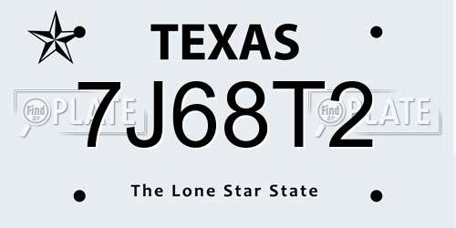 7J68T2 Texas License Plate
