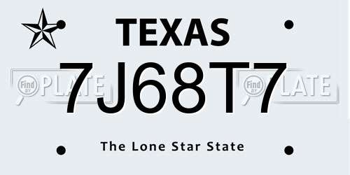 7J68T7 Texas License Plate