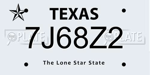 7J68Z2 Texas License Plate