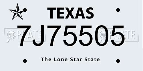 7J75505 Texas License Plate