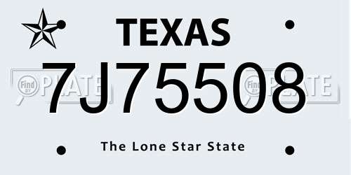 7J75508 Texas License Plate