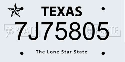 7J75805 Texas License Plate