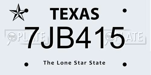 7JB415 Texas License Plate