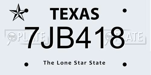 7JB418 Texas License Plate