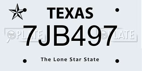 7JB497 Texas License Plate