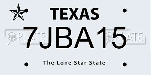 7JBA15 Texas License Plate