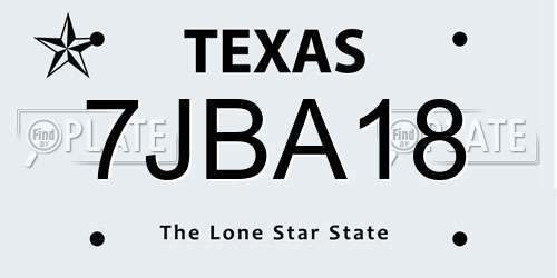 7JBA18 Texas License Plate