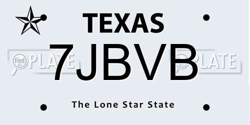7JBVB Texas License Plate