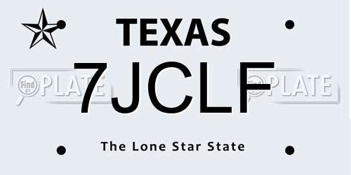 7JCLF Texas License Plate